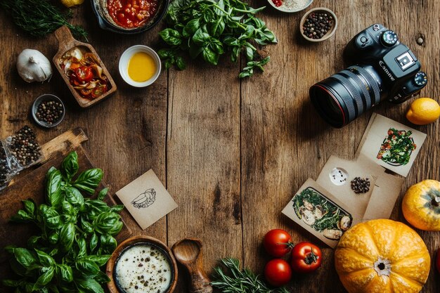 Kamera nad stołem podczas nagrywania gotowania